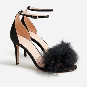 EUC worn once inside J Crew black feather heel sandal 10 holiday Rylie